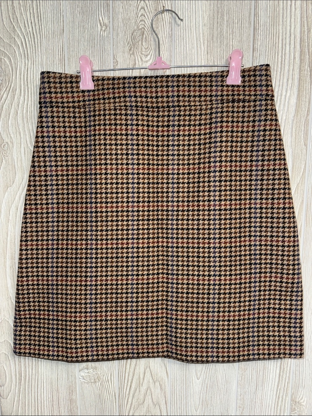 J. Crew Brown Houndstooth Skirt